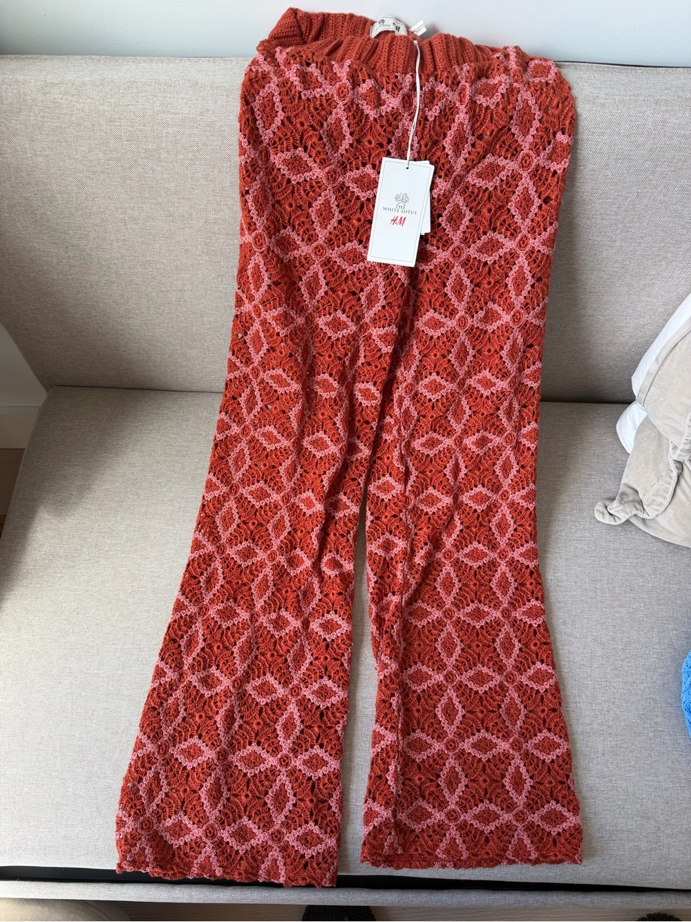 The White Lotus x H&M Crochet Knit Flare Pants | NWT | XS | Resort Wear